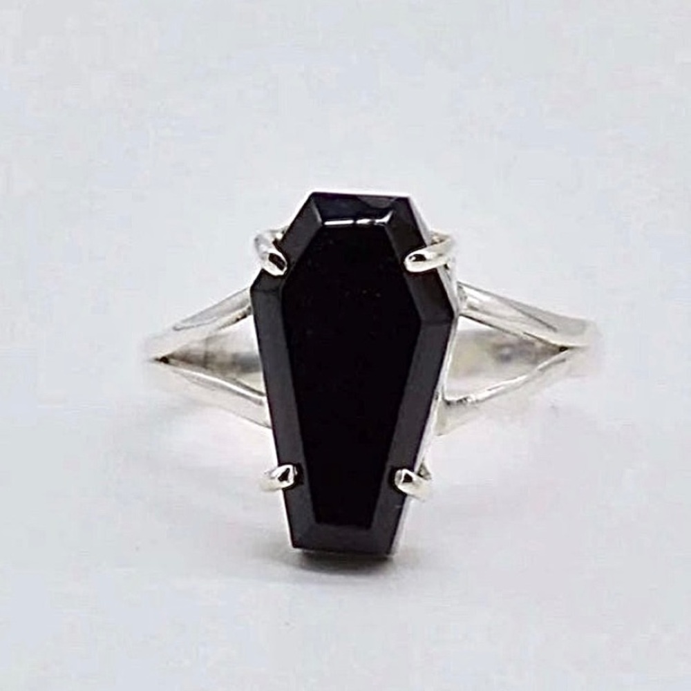 Black Coffin Ring 925 Silver S925 New jewelry Tomb Grave Casket Goth Emo Witch